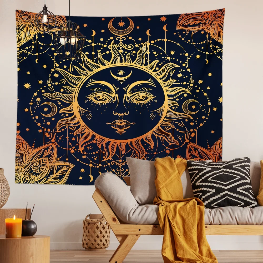 Sun & Moon Tapestry Background Cloth Hanging Cloth Bedroom Bedside Decorative Wall Cloth Rental Dormitory Tapestry