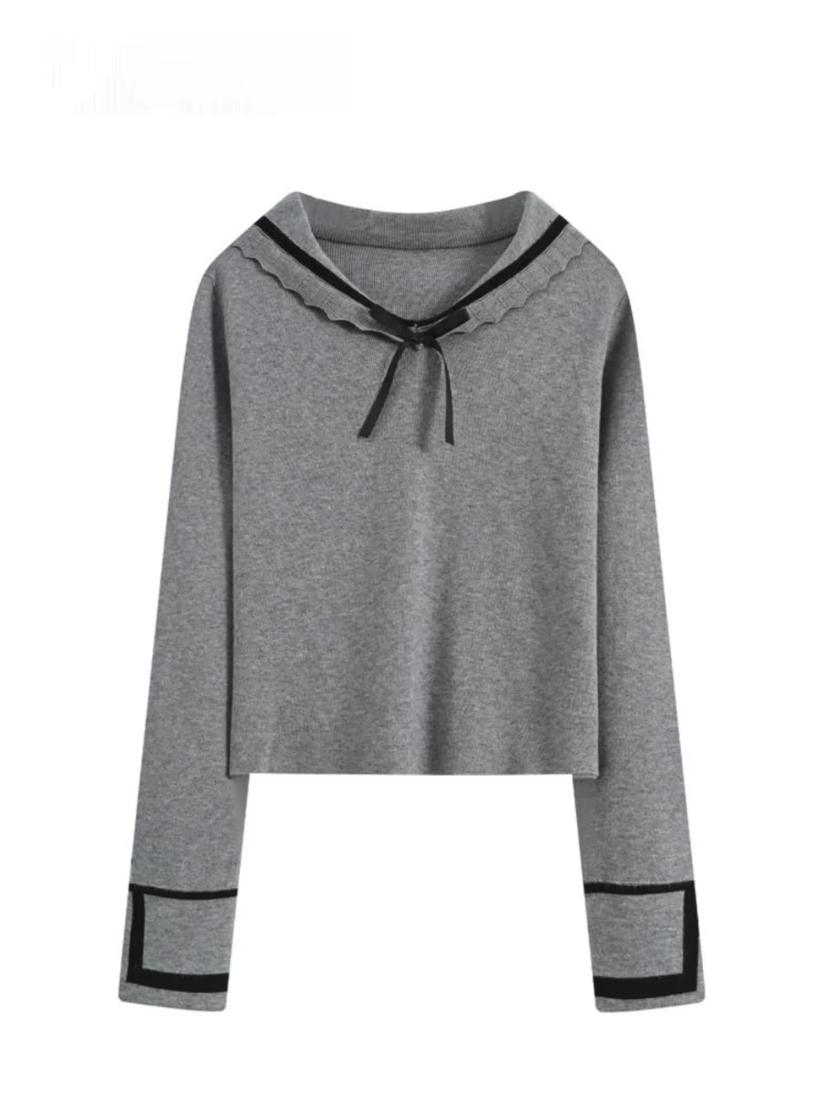 

CaraCLUB трикотаж больших размеров, длинный све, морской воротник, женский модный топ для похудения, корейский свободный крой