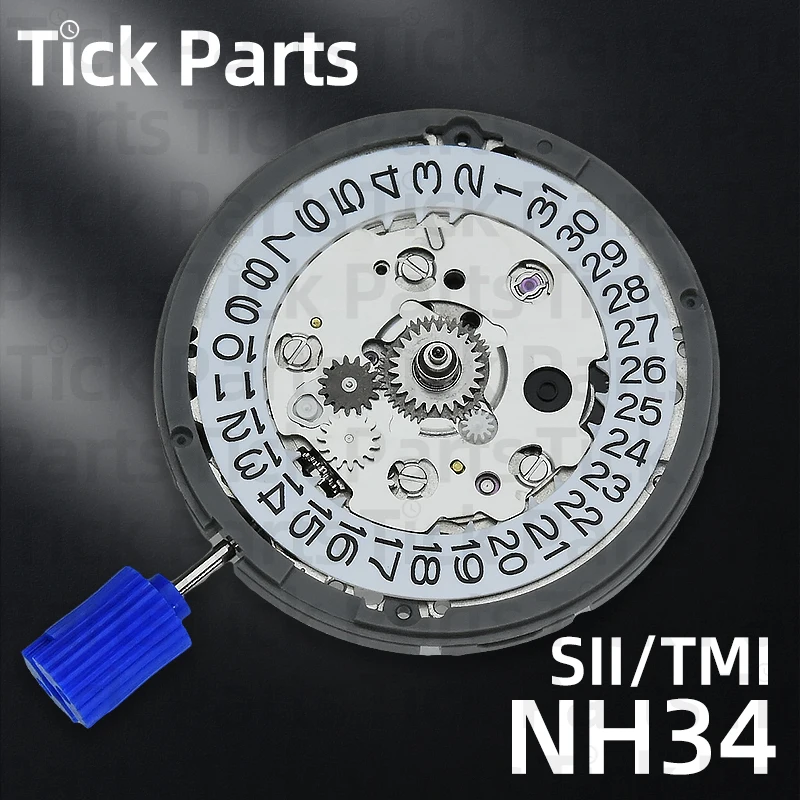 NH34A Mechanisches Uhrwerk, 24 Juwelen, GMT-Funktion, hochpräzise Datumsanzeige mit Automatikaufzug für die Reparatur von Uhrenteilen, Heimwerker