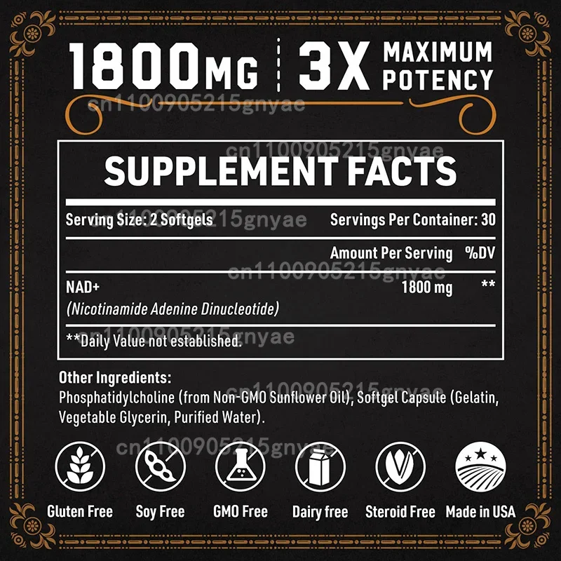 900mg NAD+ Nicotinamide Riboside – Resveratrol, Quercetin, Turmeric, Ginseng – Cell Repair & Anti-Aging Support