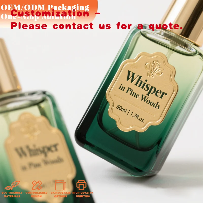 custom.Hot Selling Personalized Custom Metal Stickers Waterproof Perfume Label .
