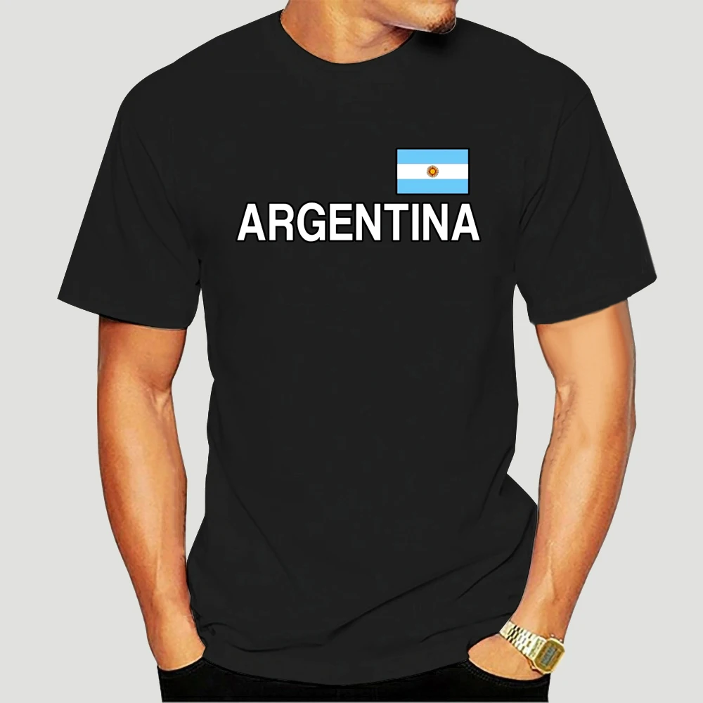 تي شيرت الأرجنتين أسود/أبيض مع علم، XS إلى 5XL، أرجنتين بوينس آيرس أزياء قطن مطبوع عالي الجودة مقاس أوروبي