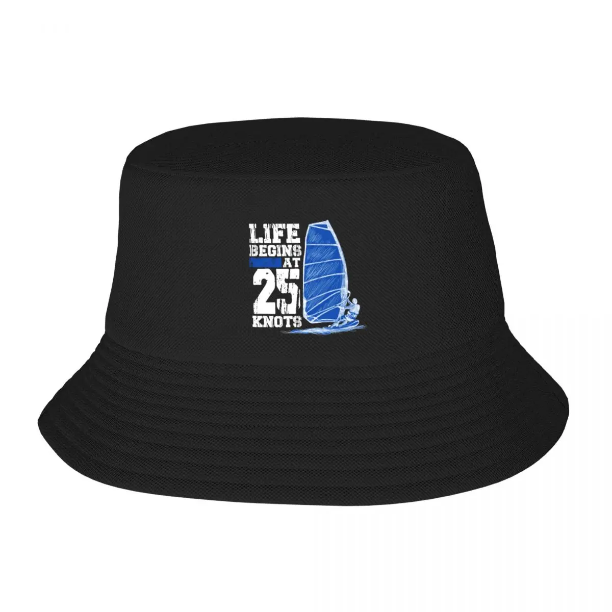 Funny Life begins at 25 knots windsurfing watersports surf Bucket Hat Trucker Cap Sunhat Mens Tennis Women's