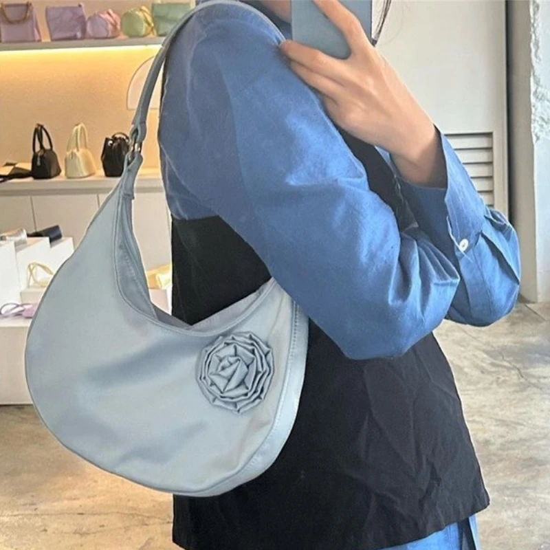 Vintage Casual Patchwork Flower Shoulder Bags Streetwear All Match Trendy Underarm Bag Fashion Simple Casual Women\'s Handbags