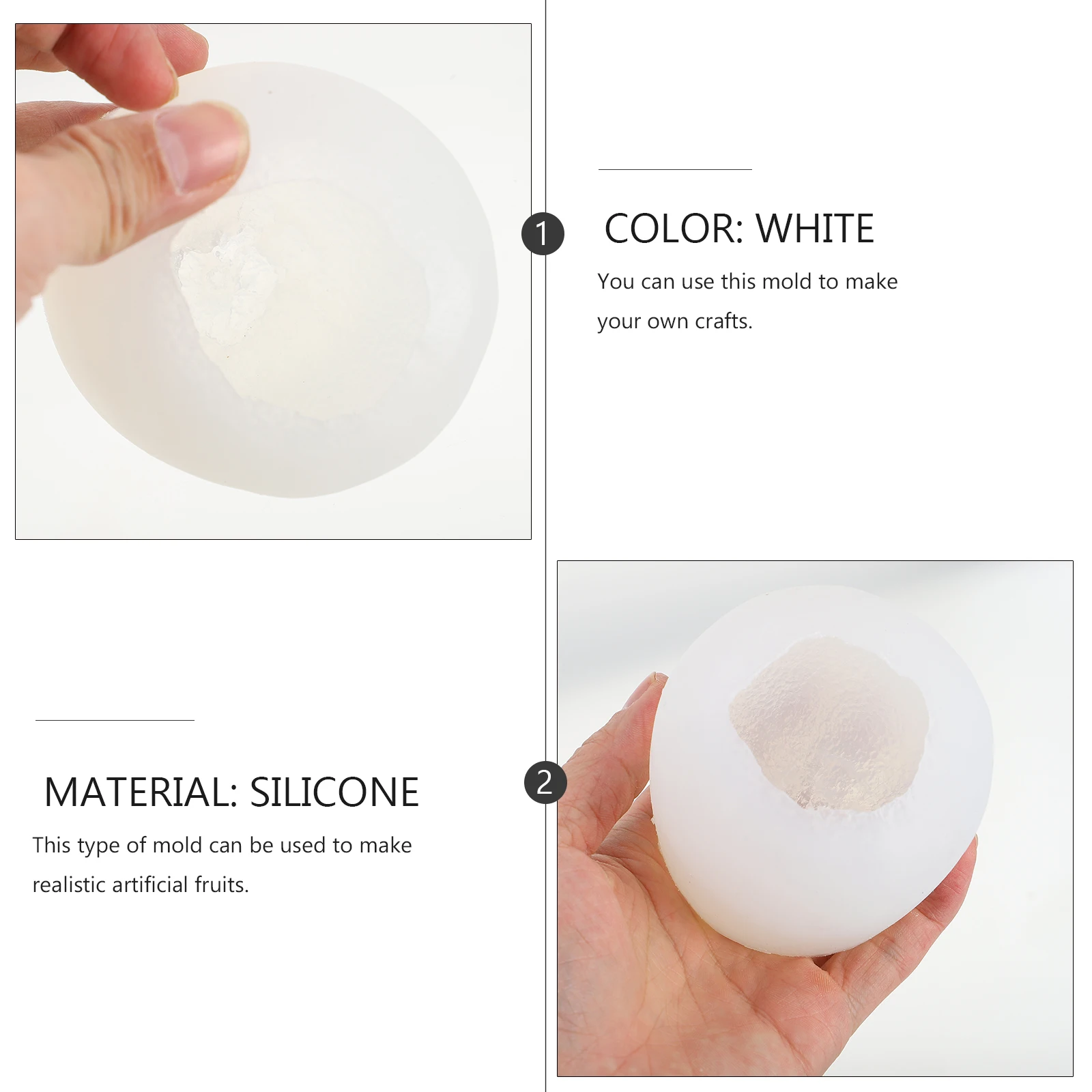 

2 pcs Silicone Mold for Handmade Fruit Shaped Crafts Artificial Casting Tool Flexible Kitchen Bar Reusable