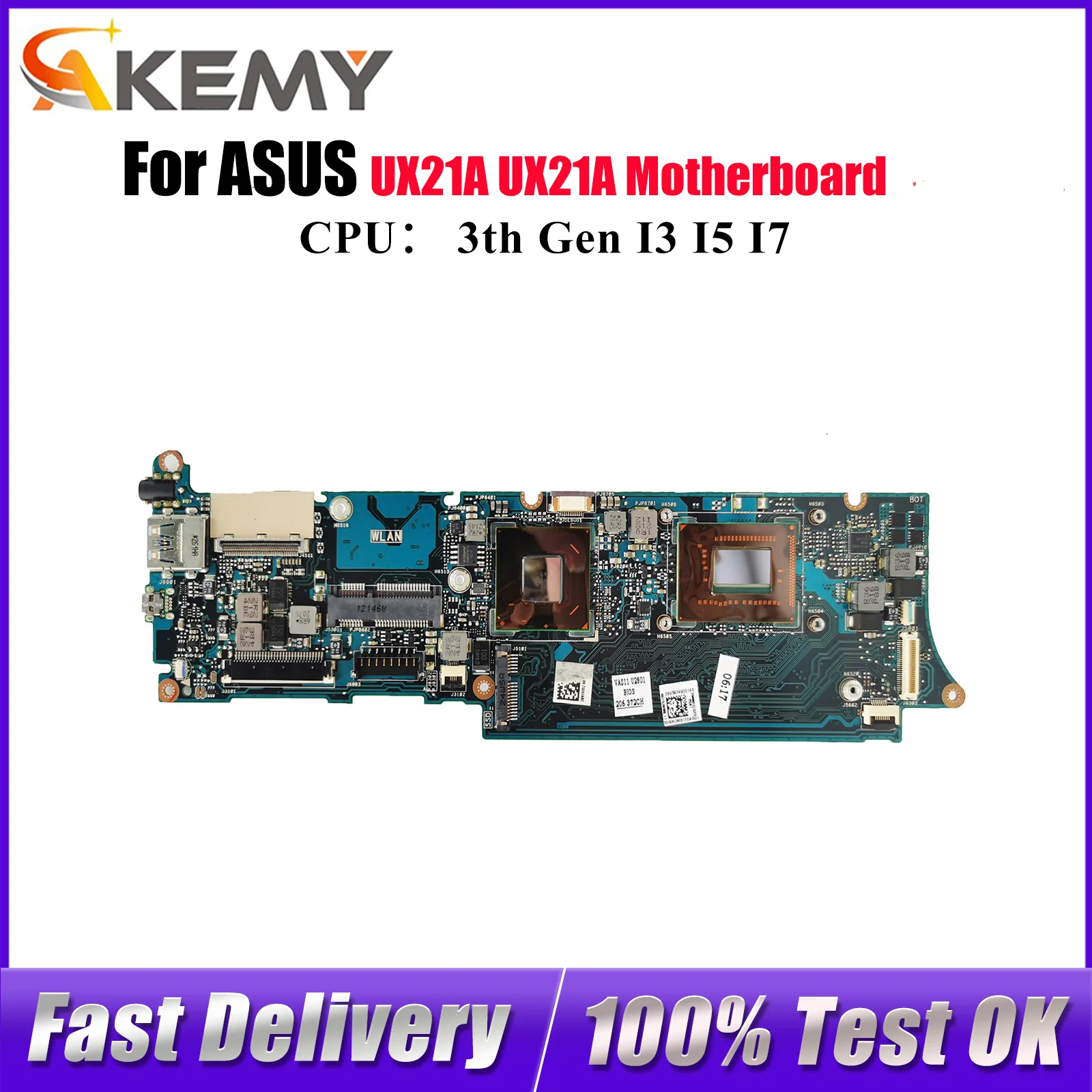 

UX21A Материнская плата для ноутбука ASUS ZenBook UX21A UX21A Материнская плата для ноутбука с процессором 100% тестирование ОК быстрая доставка Высокое качество