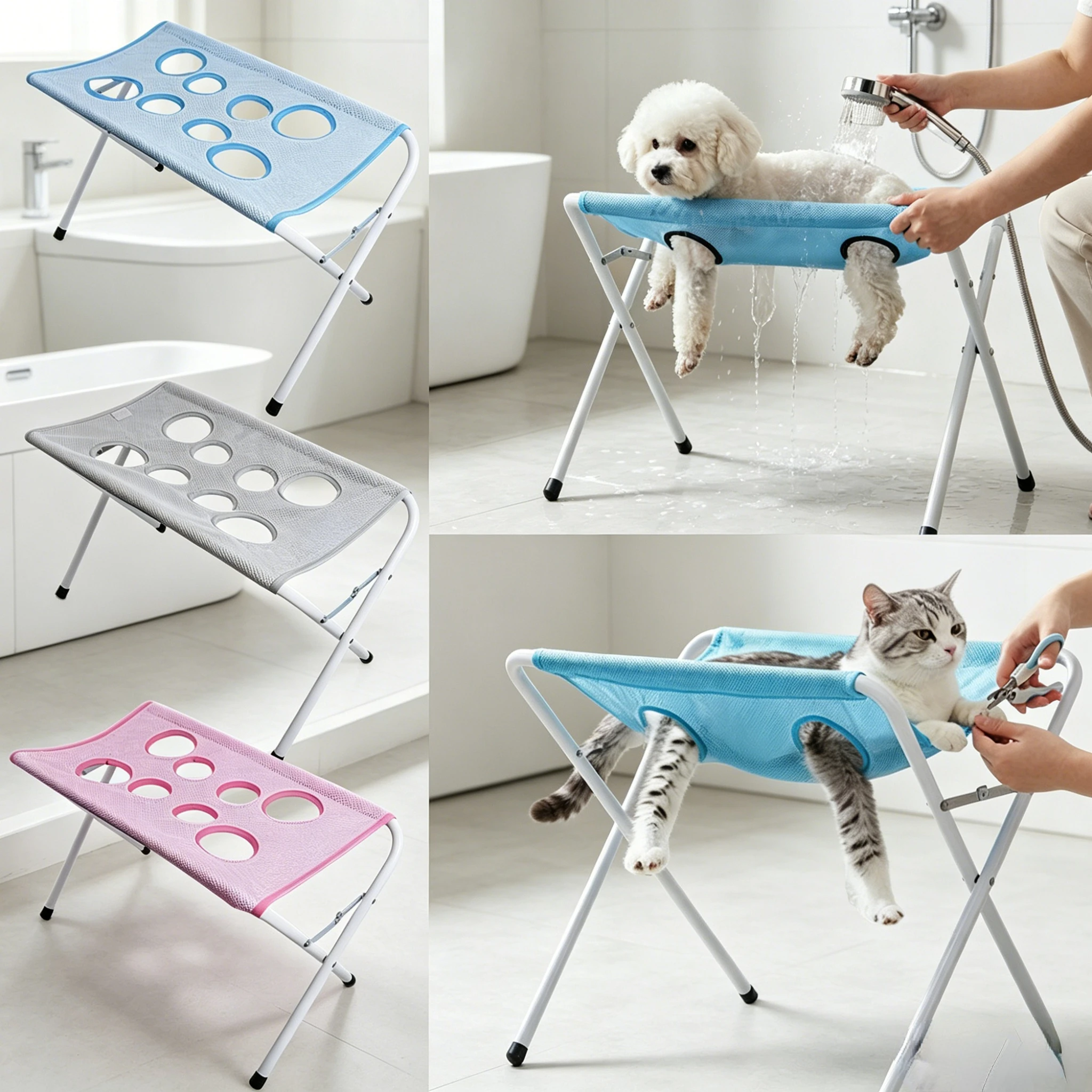 

Cat Dog Bathing Rack Quick Dry Mesh Pet Grooming Hammock Anti-scratch Cat Nail Clipping Holder Dogs Cats Grooming Supplies
