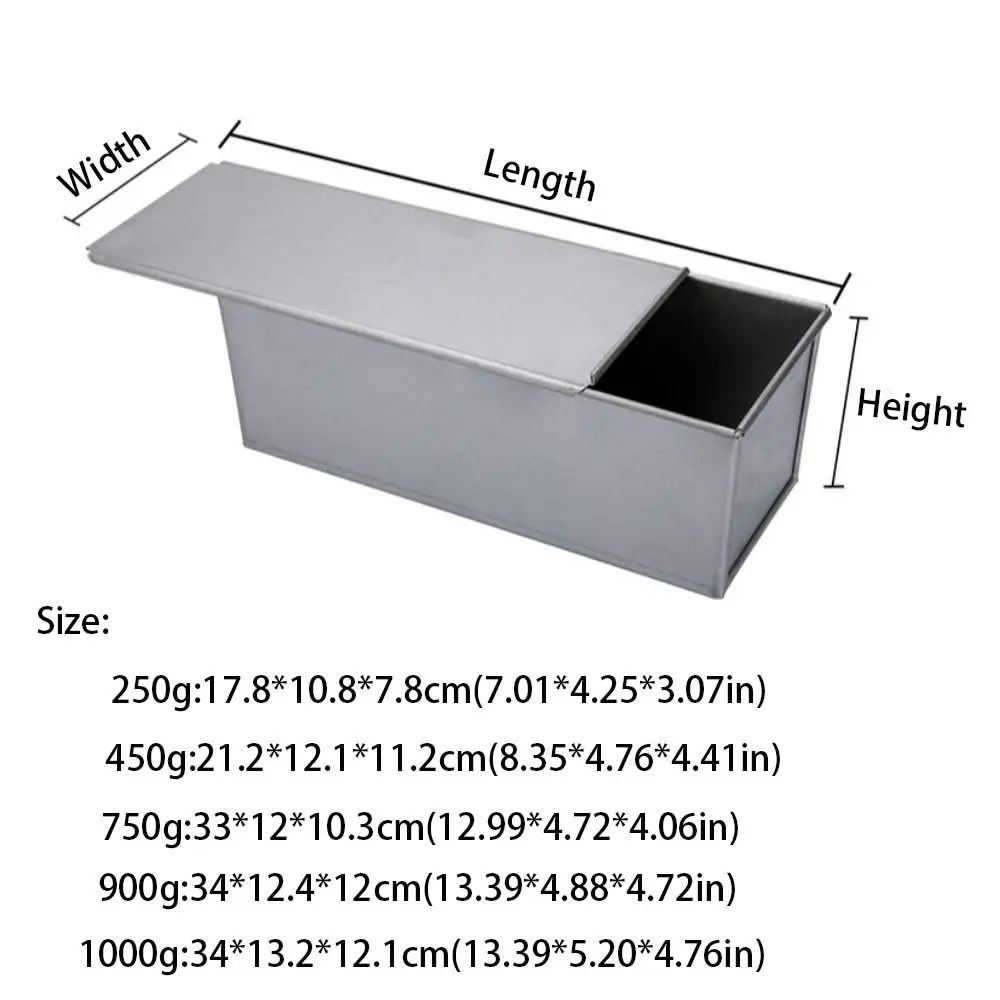 

250g/450g/750g/900g/1000g Aluminum Alloy Toast Box Bread Mould Kitchen and Restaurant Supplies with Lid Bread Loaf Pan