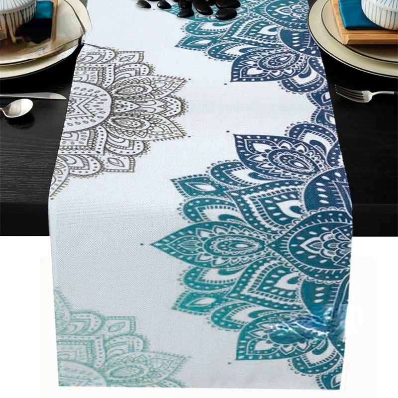 Boho Mandala Printing Table Runner for Dining Table Party Decor Anti-stain Rectangular Dining Table Runner Wedding Decoration