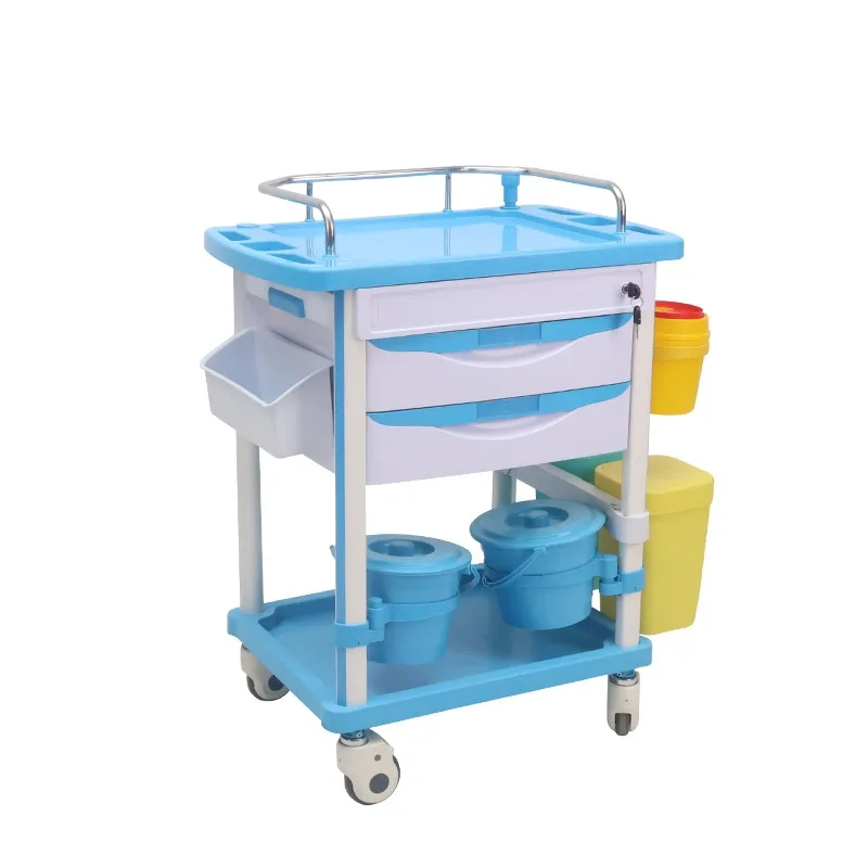 

Abs Hospital Medical Cart With Drawer Emergency Cart Dustbin High Quality Hospital Trolley