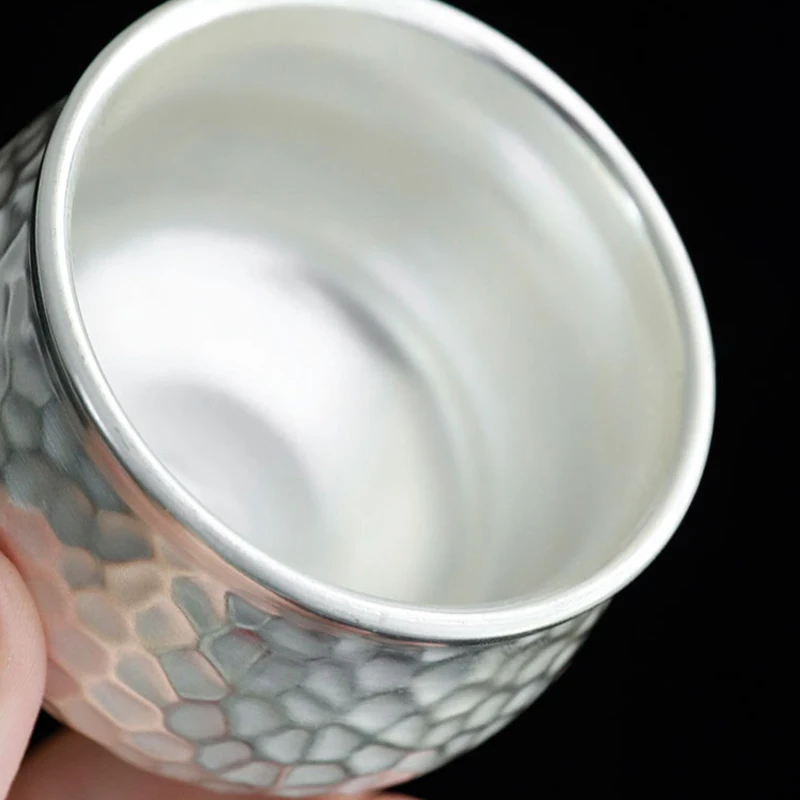 High-end silver tea set - 999 pure silver set for luxurious and high-end use. One pot and two cups for Gongfu tea. Tea cups.