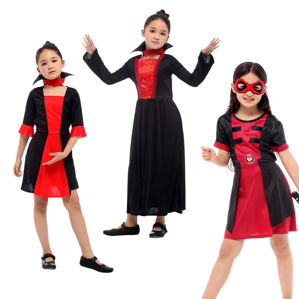 

Halloween Girl Devil/Vampire Cosplay Set, Girls Cosplay Ghost Costume for Carnival Dress Up Party，Just Clothing, No Weapon