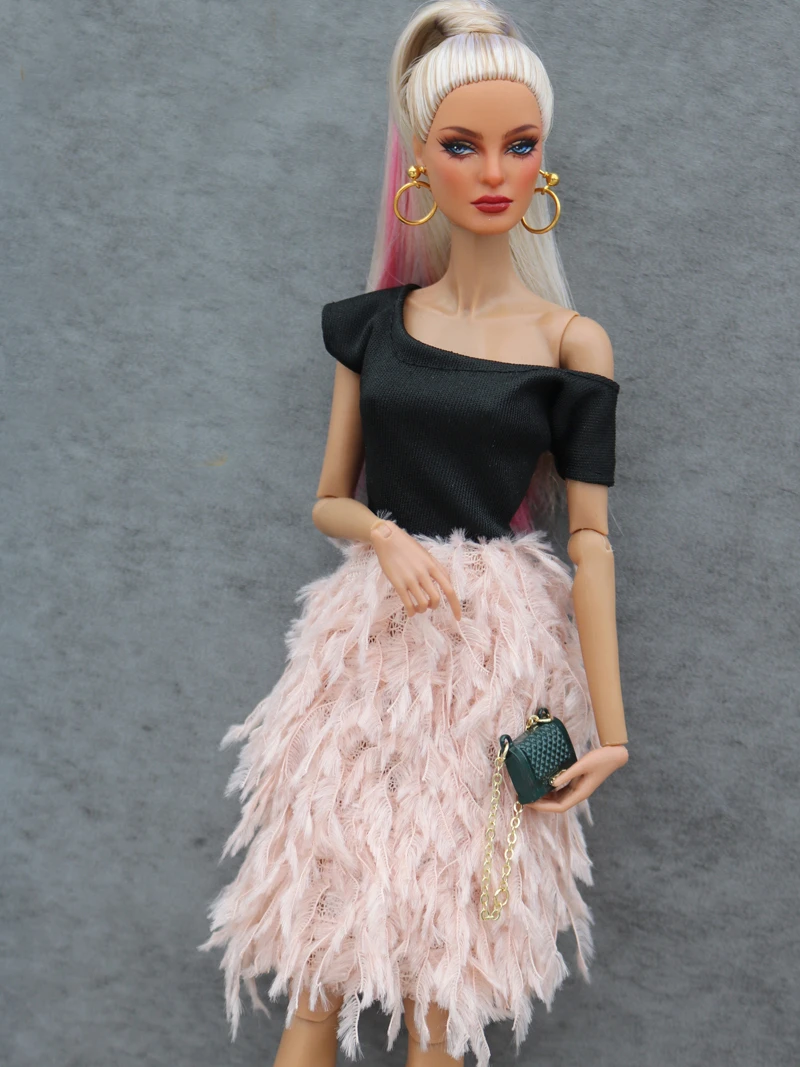 Pink tassel dress / 30cm doll clothing outfit For 1/6 Xinyi FR ST Barbie Doll clothes / girl toys / Xmas