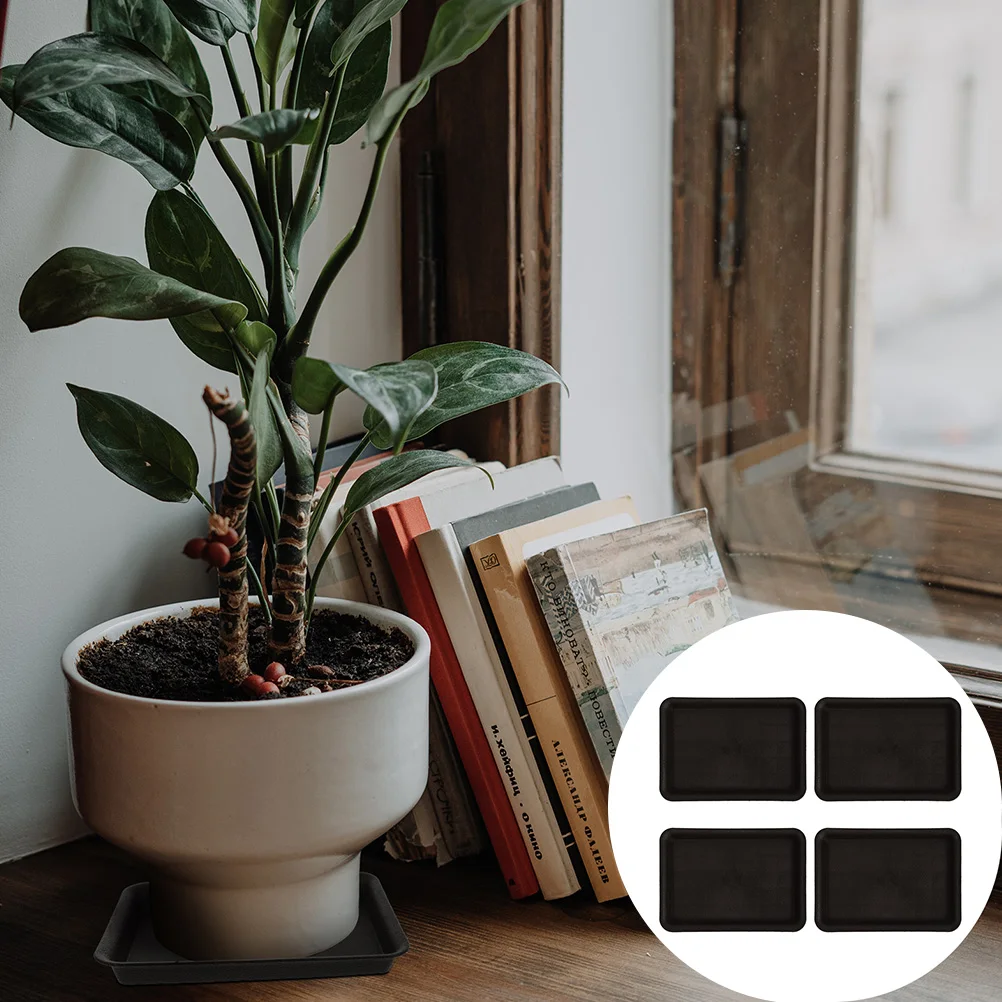 

4pcs Resin Plastic Trays For Flowerpot Bases Durable Water Saucers Indoor Outdoor Garden Plant Pot Holders Gardening Supplies