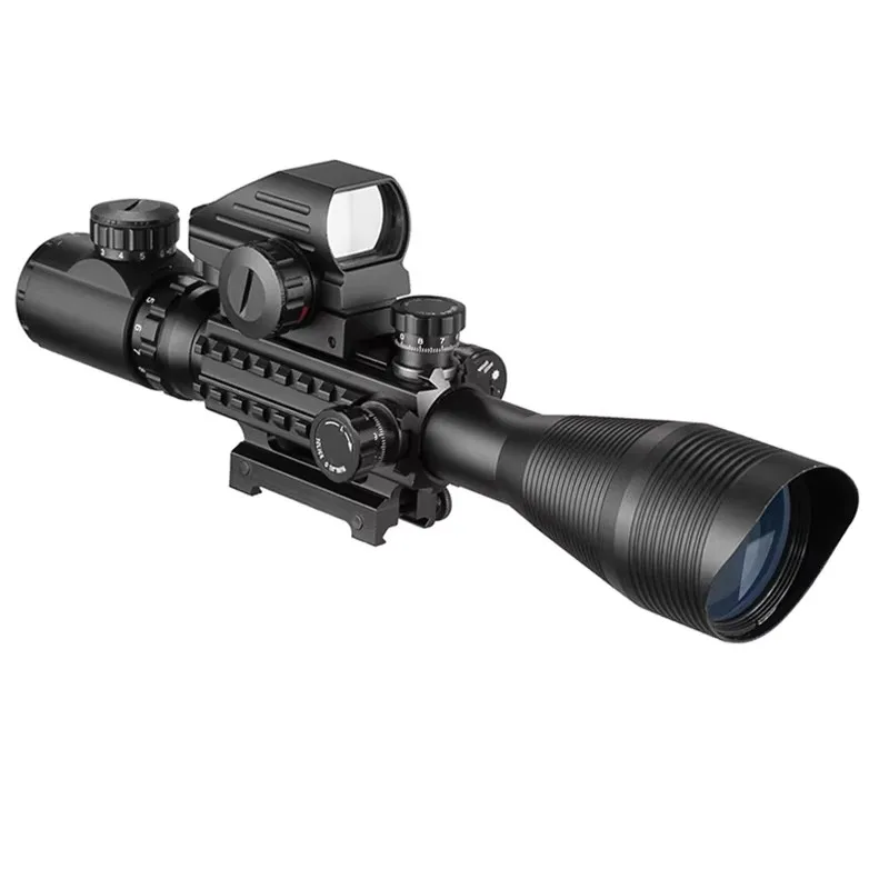 4-12x50 Scope Verlichte Rangefinder Rifle Holografische 4 Reticle Sight 20Mm Rode Grenn Laser Voor Jacht Riflescope