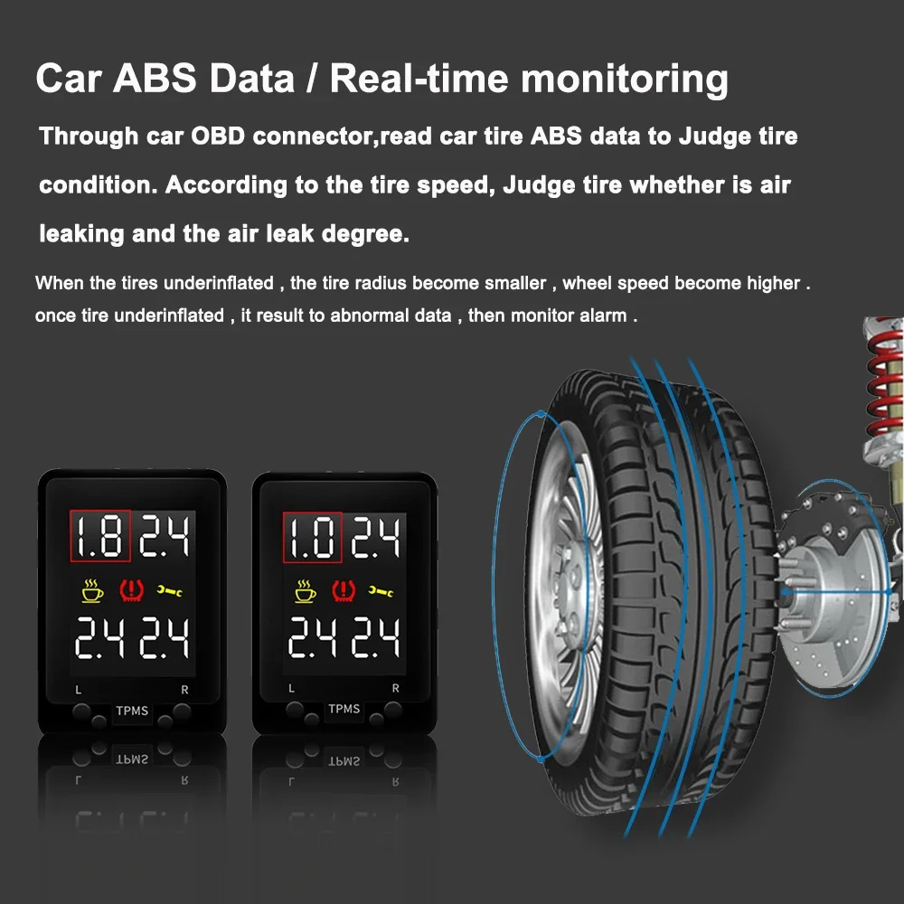 Car OBD TPMS Tire Pressure Monitor System Digital Temperature Monitoring Alarm kit For Toyota corolla RAV4 highlander yaris vios