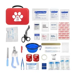 Compacto cão e gato kit de primeiros socorros, pet suprimentos de emergência, removedor de carrapato, cobertores elétricos, caminhadas, camping, mochila, caça