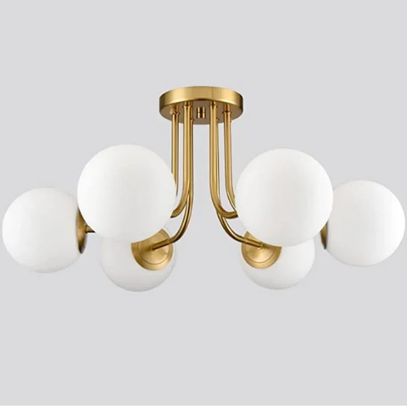 luz de teto esferica nordica lampadas golden magic bean semi recesso abajur de vidro branco sala moderna simples 01