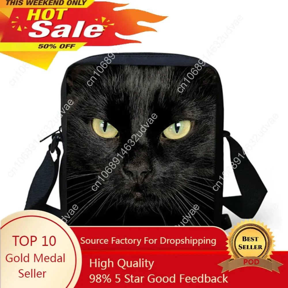 Black Cat Messenger Bags for Girls Brand Designer Crossbody Bags Women Small Kids Shoulder Bag Children Bolsos Mujer