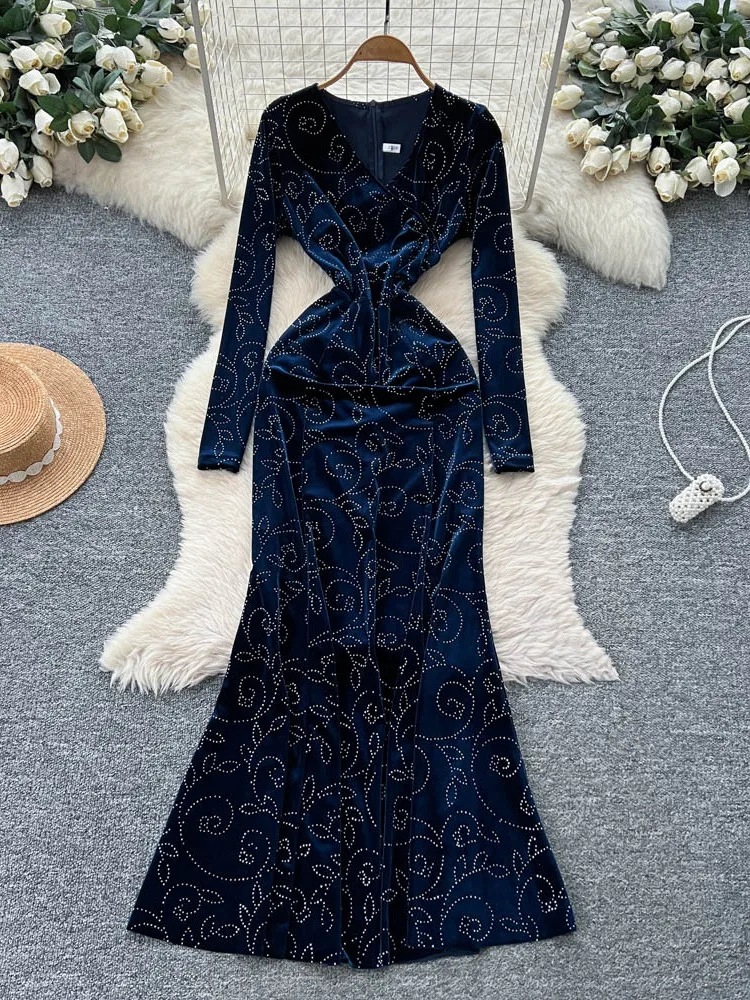 Ele v-ne longue Sve minceur a-ligne Dr femme nouveau rouge taille-accrochée minceur Ele a-ligne jupe Dr