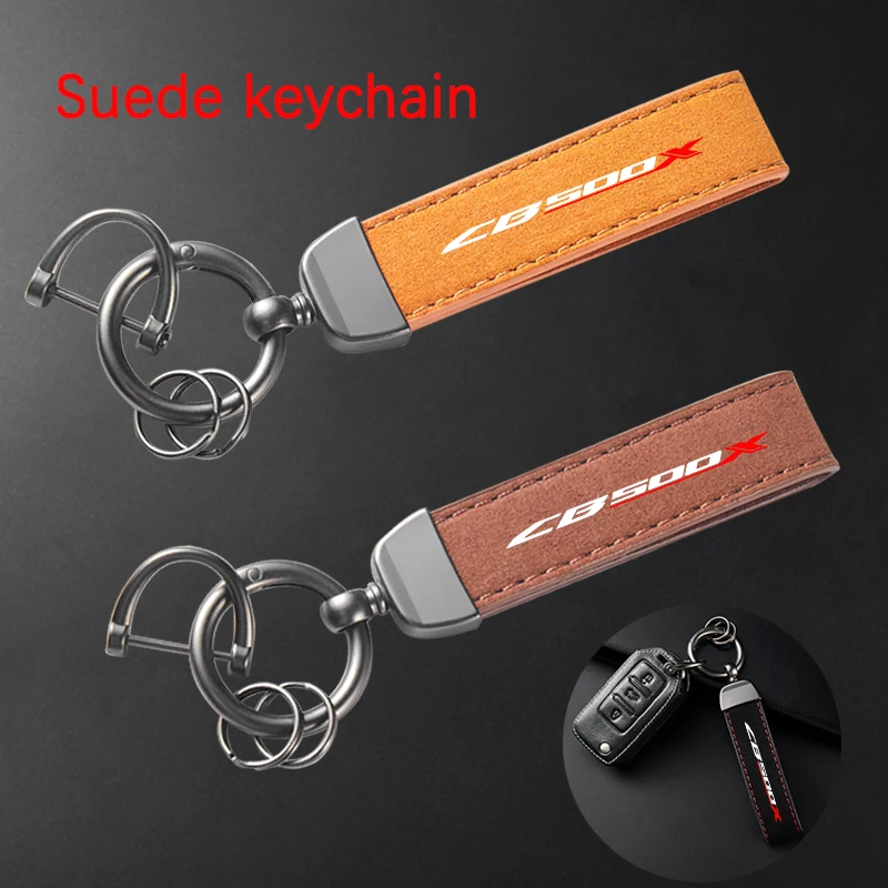 

For HONDA CB500X CB 500X CB500 X 2013-2024 Accessories High-Grade Leather Suede Keychain Motorcycle Key Ring