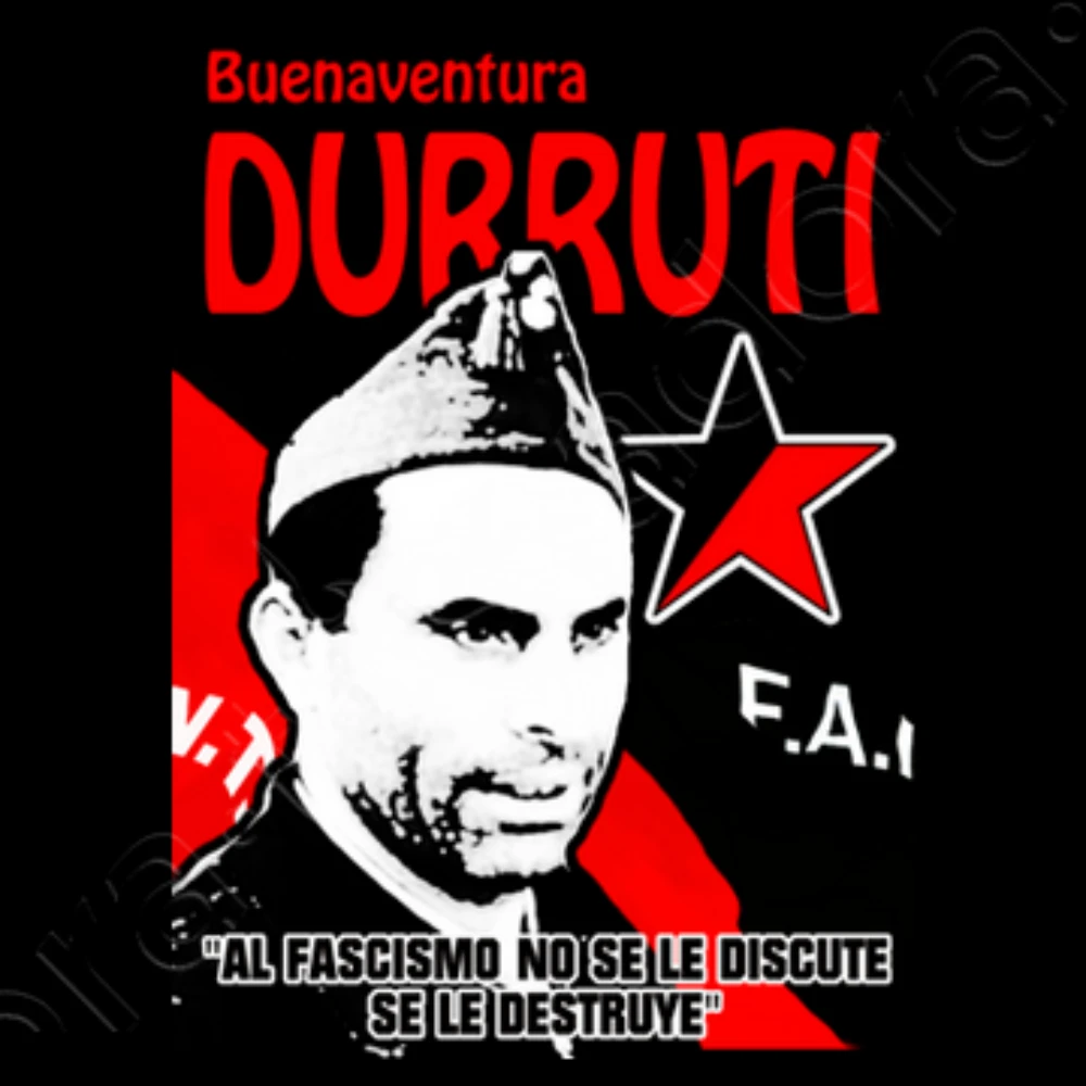 Camiseta Buenaventura Durruti. 100% Algodón, De Alta Calidad, De Gran Tamaño, Casual