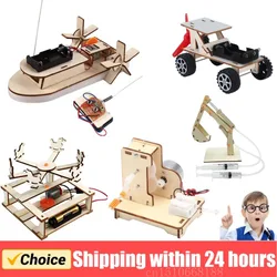 DIY Boat Model Science Toys Kids STEM Electric Educational Teaching Kit 3D Assemble Wooden Boat Toy Scientific Experiment Kit