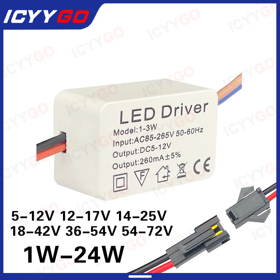 LED Sürücü 260mA 600MA 1W 3W 5W 7W 15W 18W 24W 36W DC5-12V 12-17V