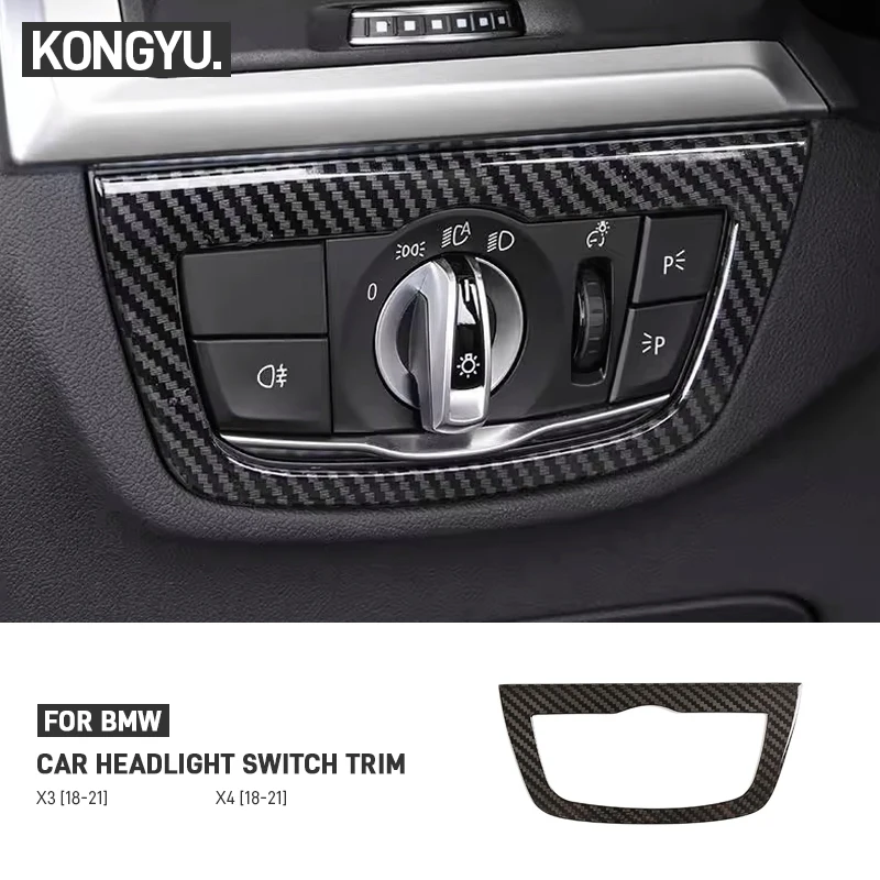 

For BMW G30 G32 G38 X3 G01 G08 X4 G02 Carbon Fiber Car Headlight Switch Knob Panel Trim Frame Sticker Car Interior Accessories