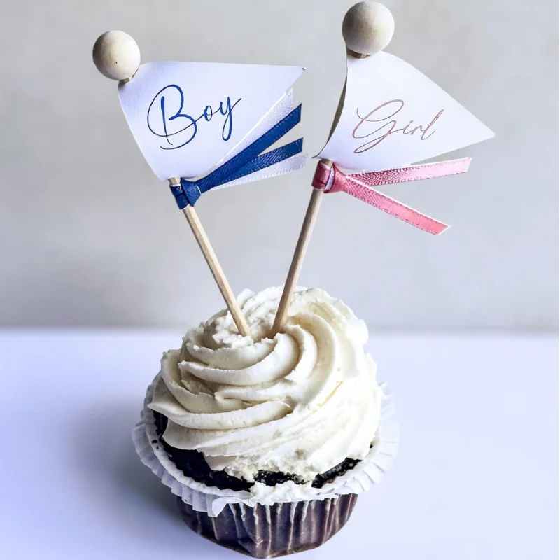 Gender Reveal Baby Shower Cupcake Toppers - 