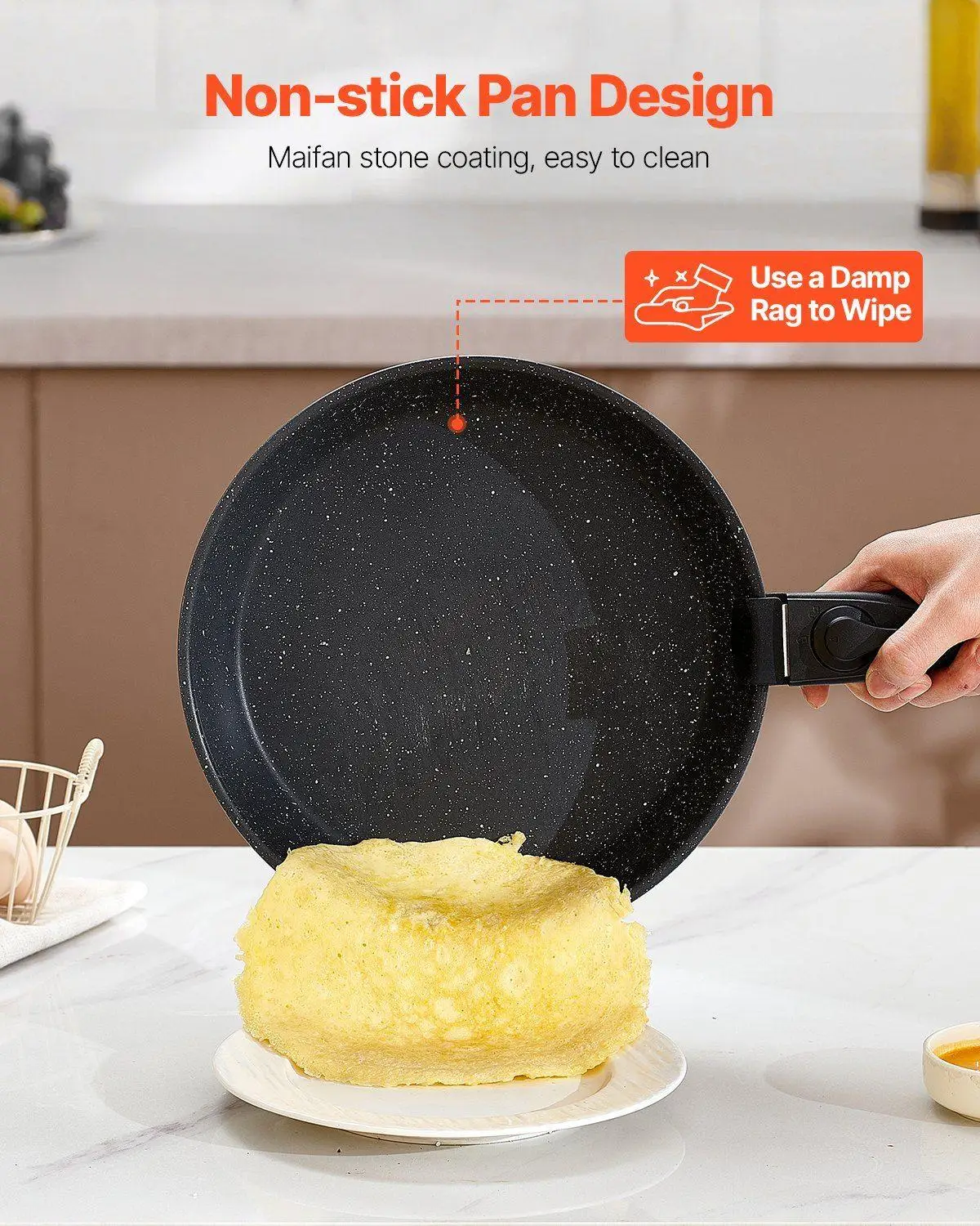 17 Piece Nonstick Cookware Collection Granite Finish 2.5mm Base for Even Heating Fits Cabinet RV Use