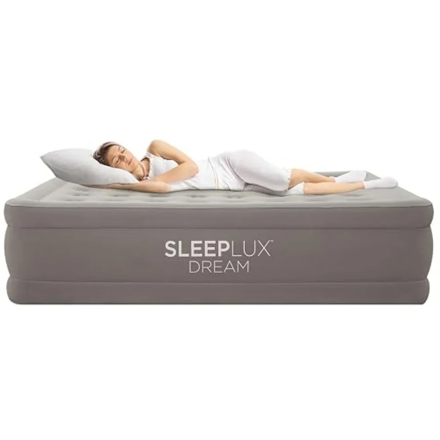

Queen Air Mattress for Guests RV Camping Home, PVC Material, Gray, Built-in Dual Pump Coil Beams for All-Night Inflation