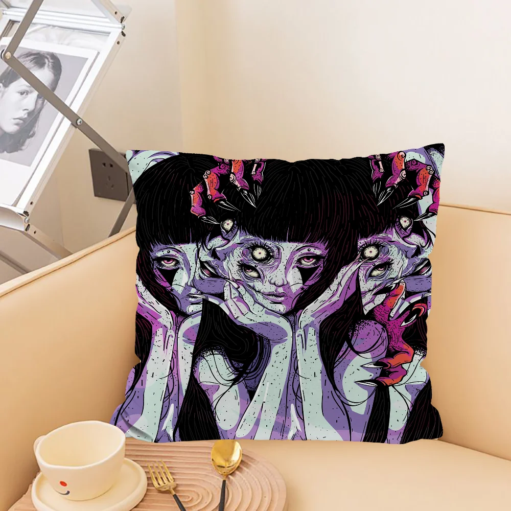 Sofa Luxury 45x45 Cushion Cover Pillow Cover Cushions Cover J-junji Ito Ornamental Pillows Decorative Pillowcase Decor 40x40