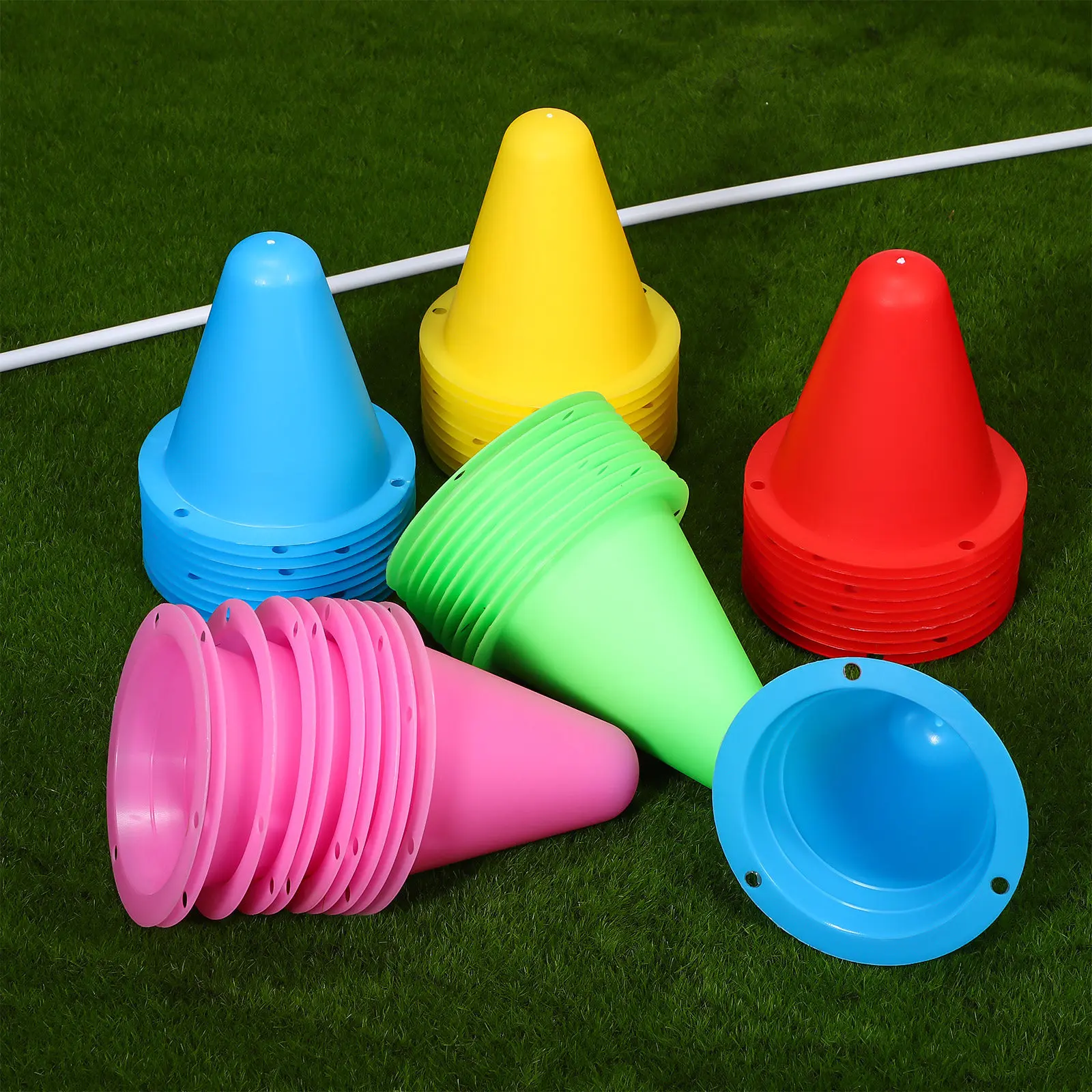50Pcs Soccer Cones Training Set Small Lightweight Durable Sports Cones for Soccer Practice Football Cone