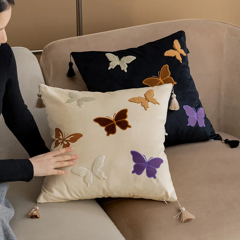 

CuteLife Vintage Butterfly 45x45CM Throw Pillow Cover Soft Home Textile Cushion Cover Living Room Bed Sofa Decorative Pillowcase