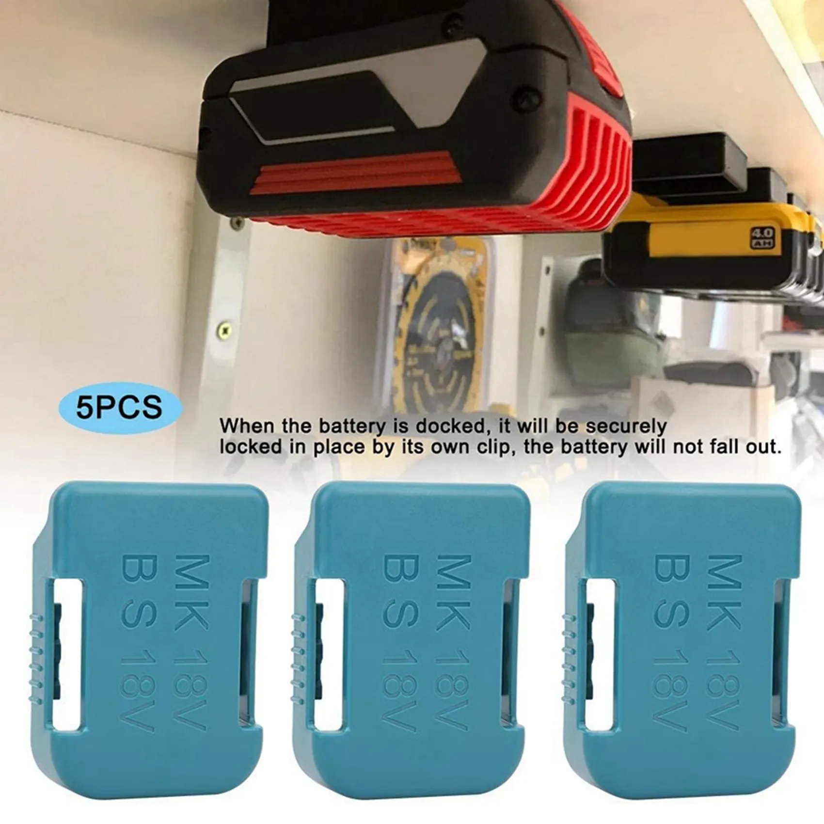 Y42A-20Pcs Battery Storage Rack Battery Holder Case For 18V Fixing Devices(Blue)