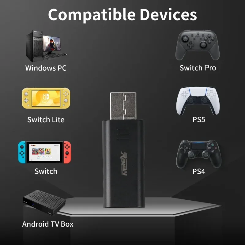 لاسلكي BT 5.3 محول بلوتوث متوافق USB جهاز ريسيفر استقبال وإرسال لنينتندو سويتش PS4 PS5 PC محول الصوت محول