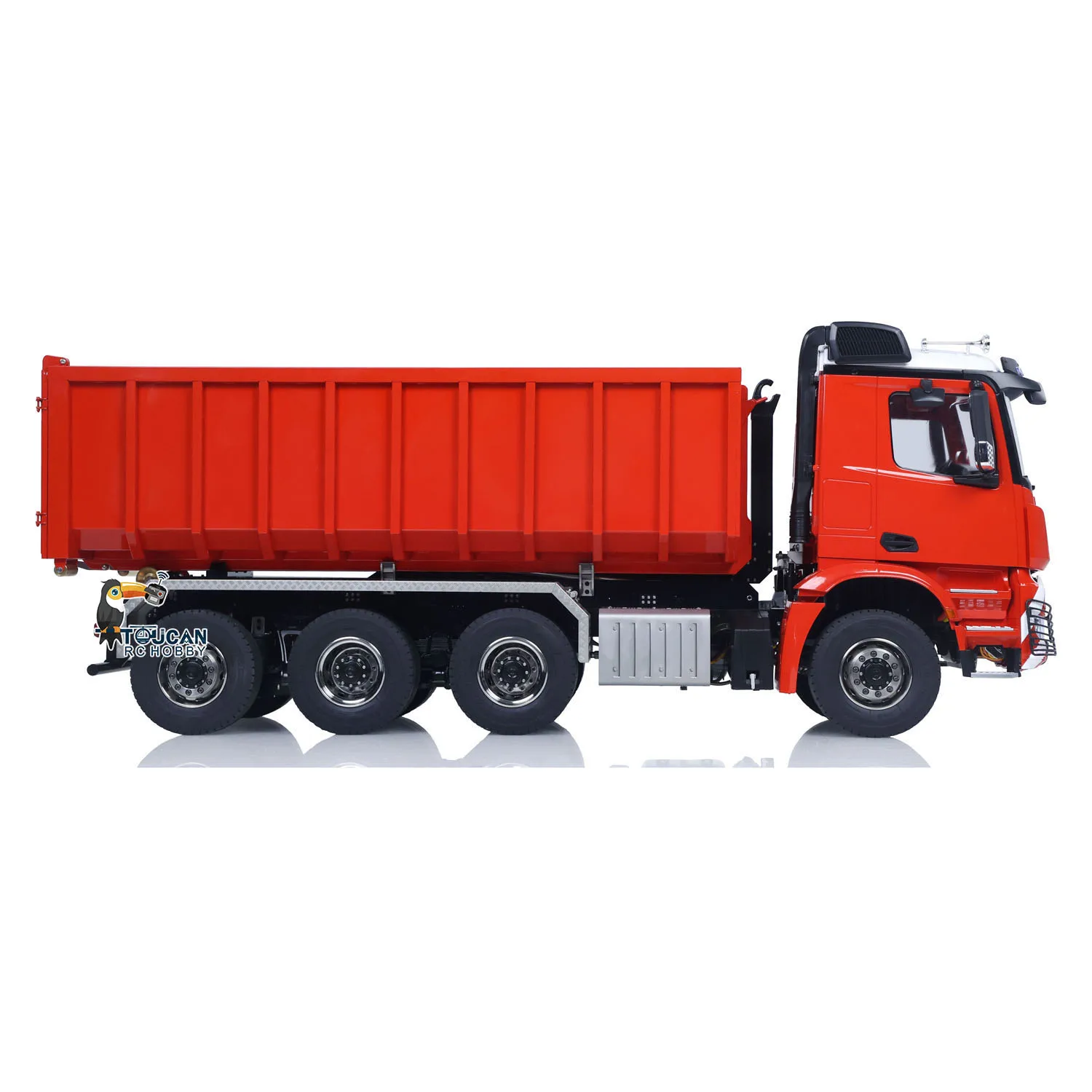 Toucan Metal 1/14 RC volquete hidráulico 8x8 Roll Off camión volquete 3363 eje trasero dirección Control remoto volquete luz sistema de sonido