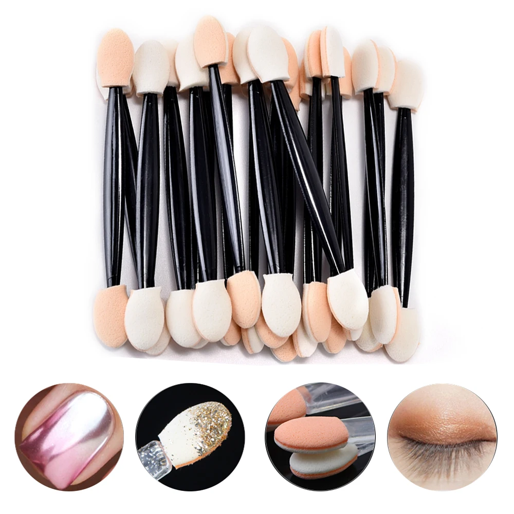 500Pcs Small-scale Sponge Nail Powder Brush Makeup Double Sided Sponge Sticks Applicator Mirror Chrome Pigment Coloring Tools