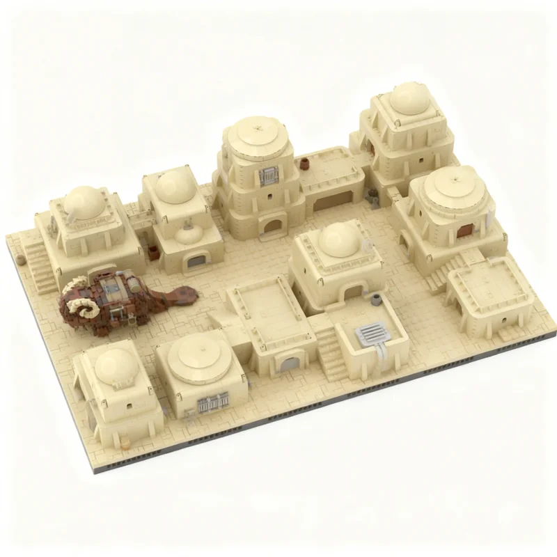 7449pcs MOC Star Battle Tatooine Mos Eisley - Modular Desert City Model Building Blocks Toys Construction Christmas Gift Display