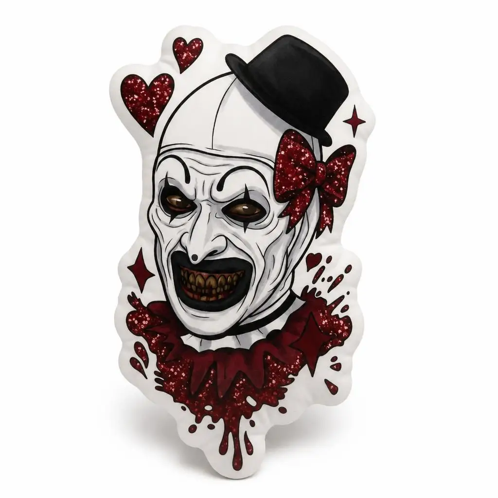Art the Clown Bow Terrifier Plush Pillow Cushion Irregular Stuffed Throw Pillow Home Decor Gift Sofa Bed Couch