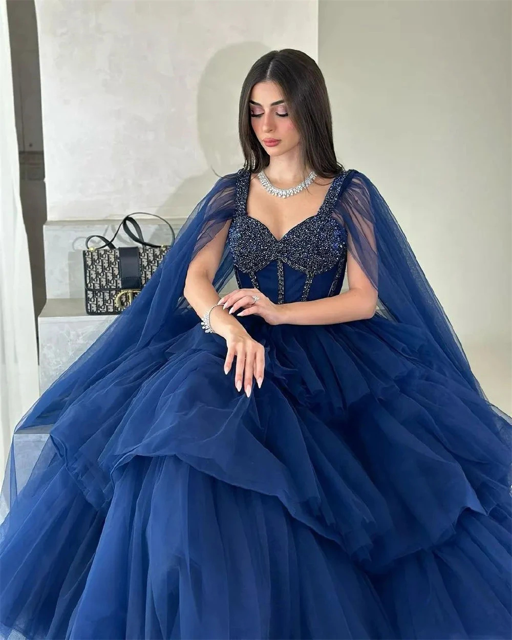 Abiti da ballo di alta qualità Sexy Sweetheart a-line Layered Tulle Abito per occasioni formali Abito Elegante Donna Cerimonia 542