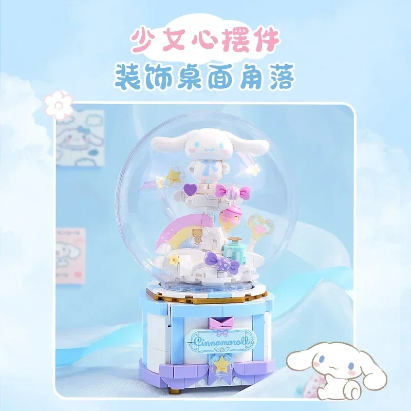 Keeppley Sanrio Building Blocks Cinnamoroll Music Box Desktop Decoration Puzzle Assembling Model Toys Birthday Gifts for Kids