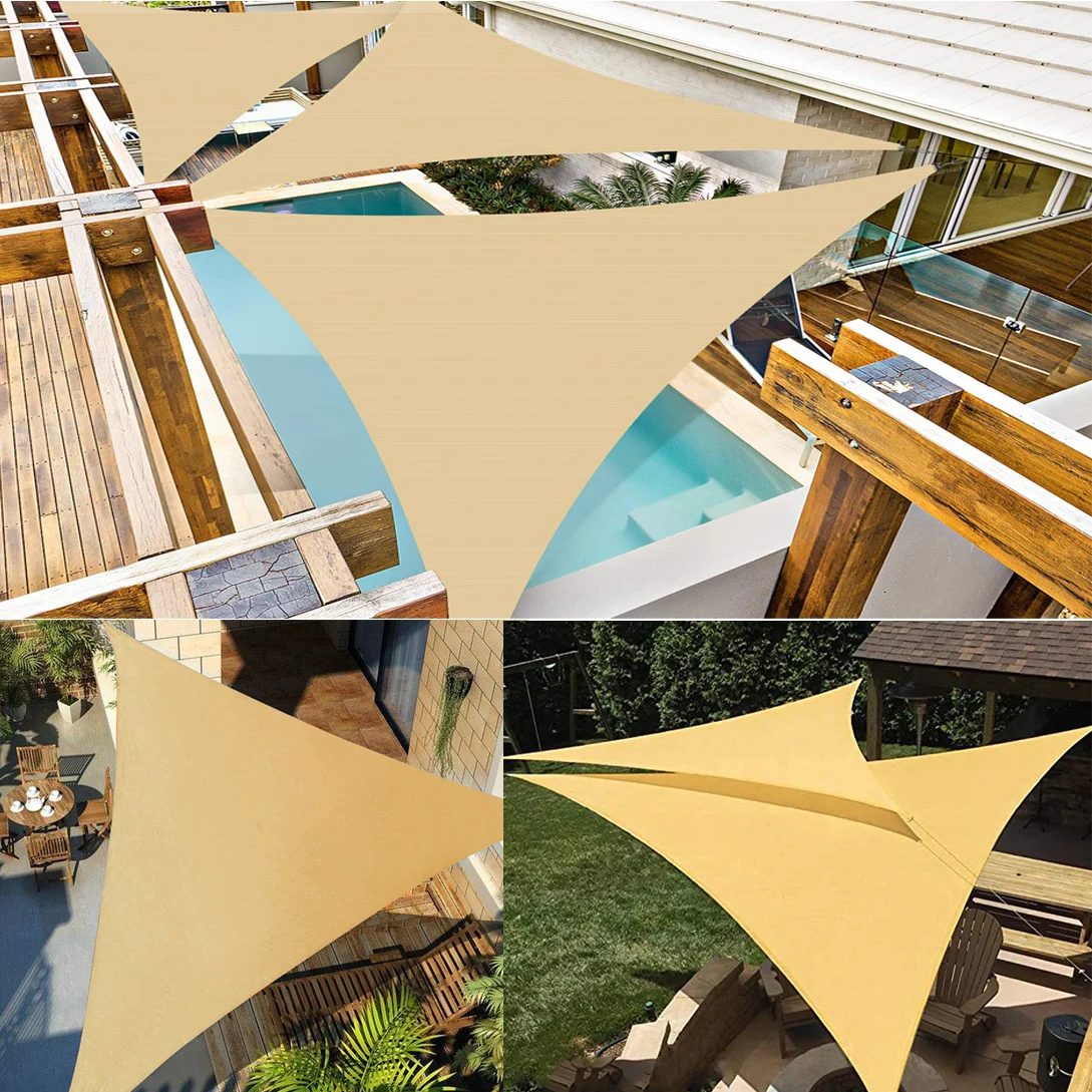 Sand Yellow triangle Sunshade Outdoor Sun Shelter Waterproof awnings Protection Canopy Garden Patio Pool Shade Sail