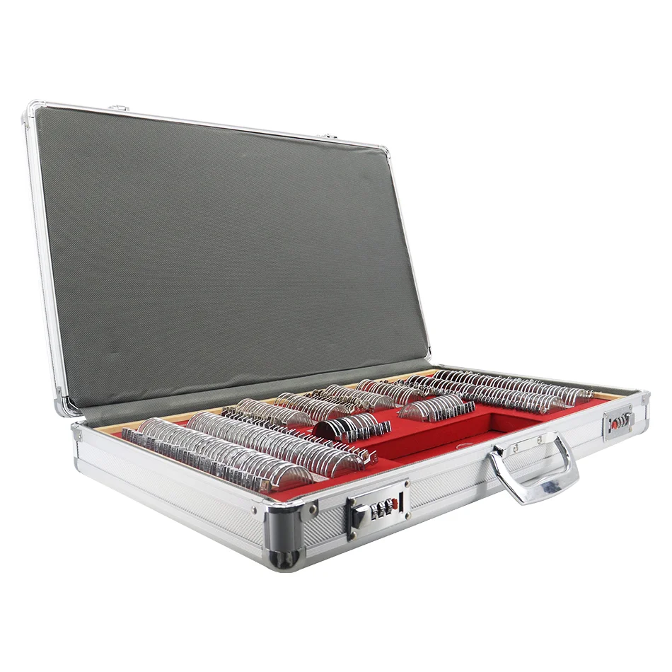 Aist Optics High Quality Optical Products Optical Lenses 266 Pieces Audition Metal Ring Trial Lens Set Aluminum Box Trial Frame