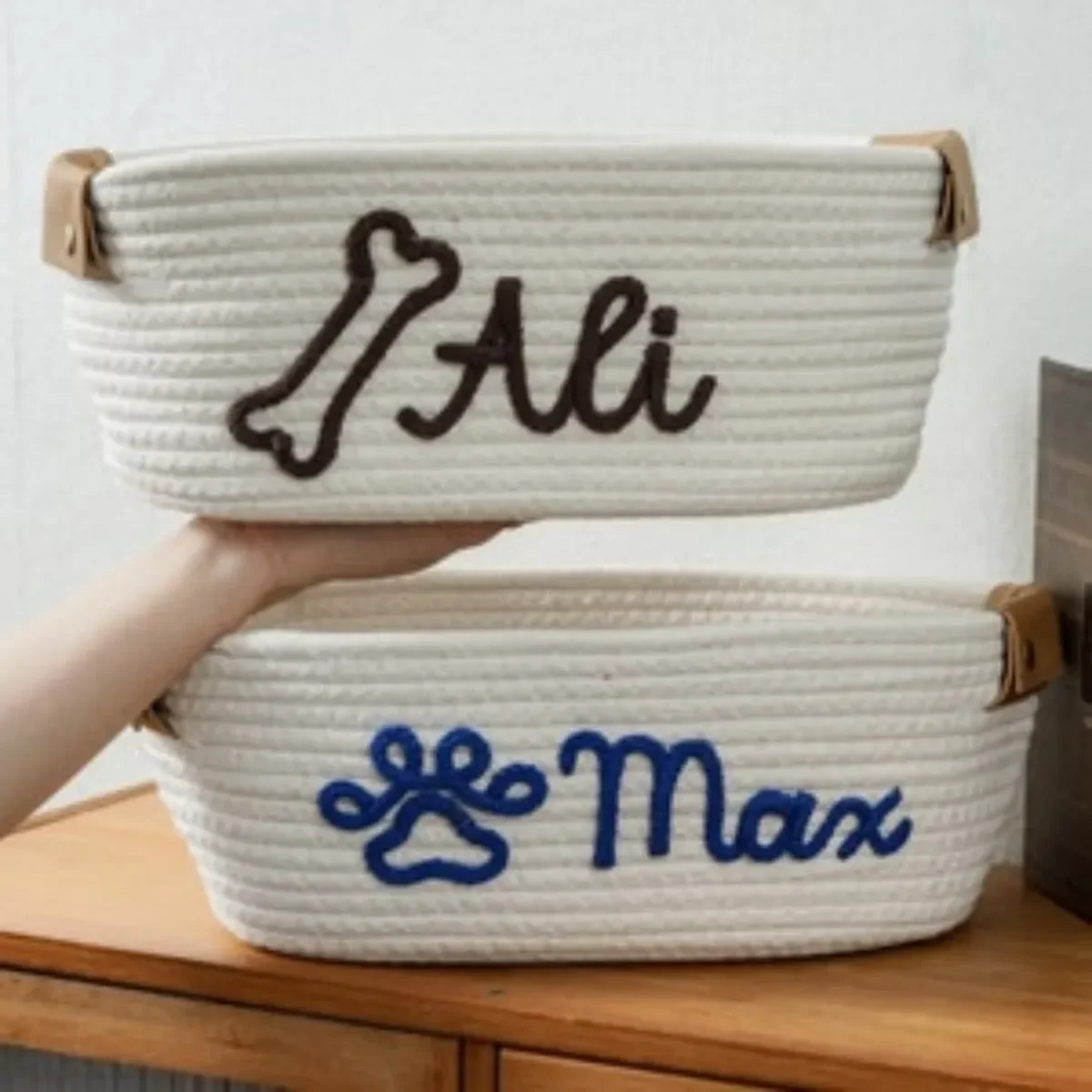 Custom dog name baseket, personalized pet basket, Pet Name Gift Toy, puppy name toy crate dog organizer