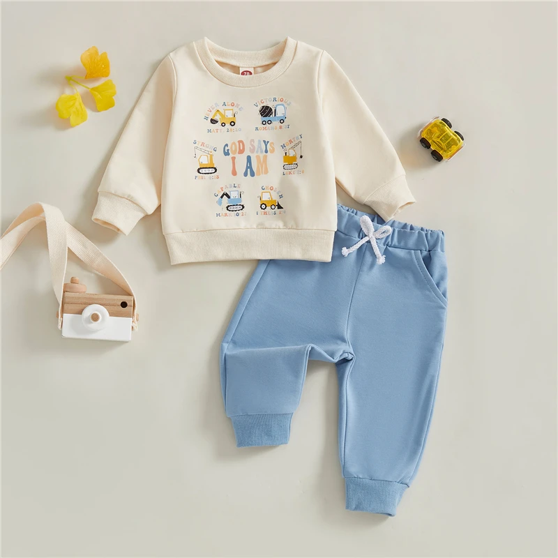 

Комплект одежды для маленьких мальчиков, модный спортивный костюм, пуловер с длинными рукавами и принтом журавля и однотонные штаны, осенний наряд из 2 предметов