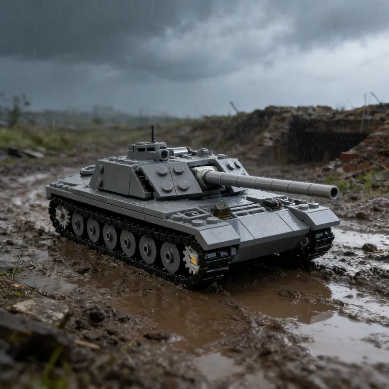 

WW2 Army Military Assault Combat Vehicle Light Tank Self-Propelled Artillery Cannon DIY Model Building Blocks Kids XMAS Toys