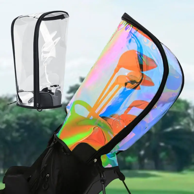 Colorful Golf Supply Caddy Bag Hood Transparent Golf Bag Rain Cover Hood Waterproof Golf Club Bag Raincoat Head Cover Protection