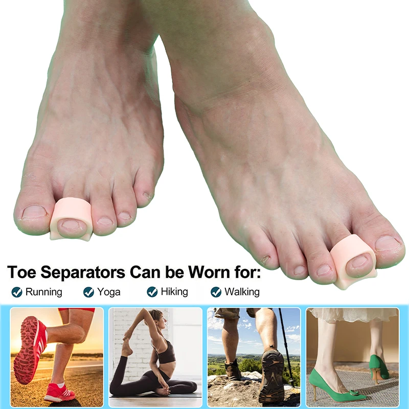 Pexmen 2/4Pcs Soft Gel Toe Separators Toe Spacers Bunion Corrector for Overlapping Hallux Valgus and Hammertoe Foot Care Tool